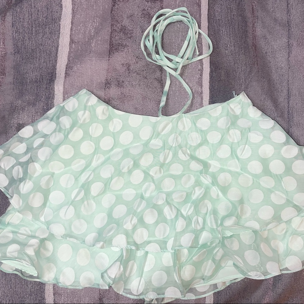 Brand new Boutique green ruffled mini skirt